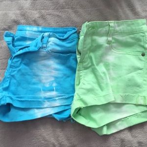 TWO FOR ONE!! Blue and Green Faded Short Shorts